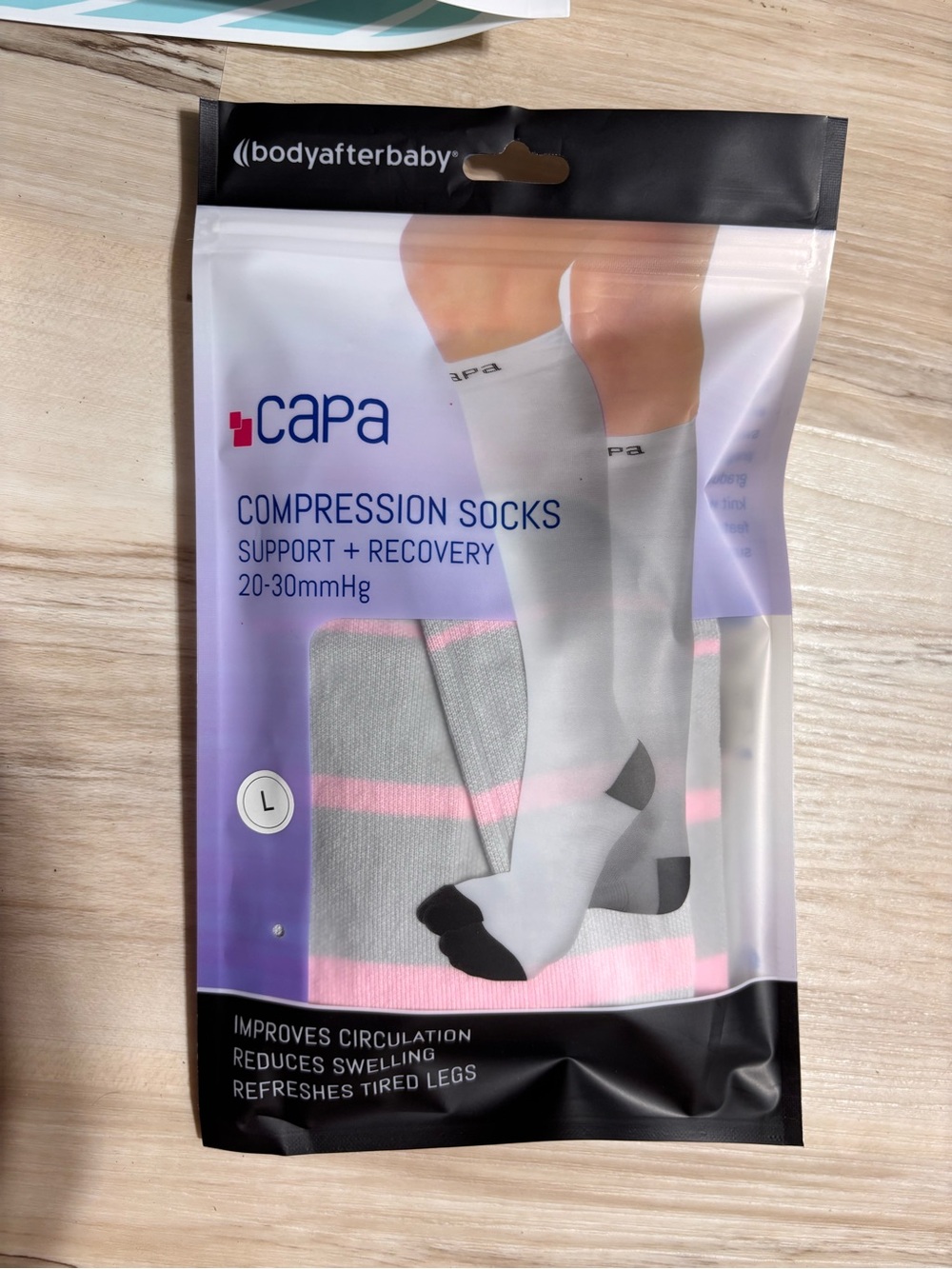 Gray & Pink Compression Socks - Support & Recovery size large